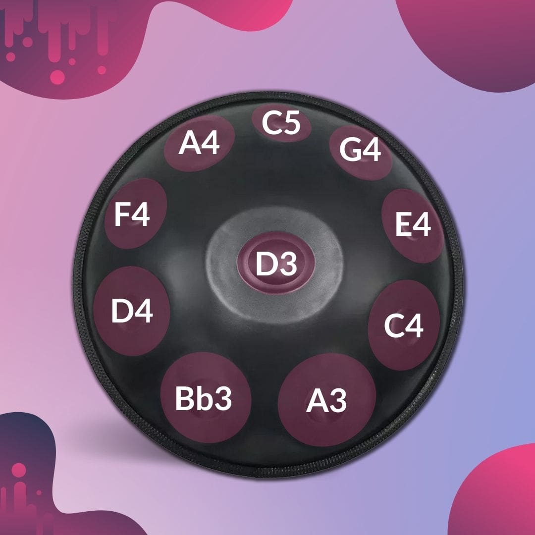 9/10 Notes Handpan Drum Instrument, 22 Inch In Handpan Drum In D Minor